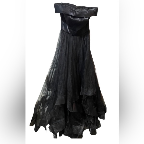 La Femme 27224 Black Off the Shoulder Evening Gown Size 10 New - Picture 3 of 6